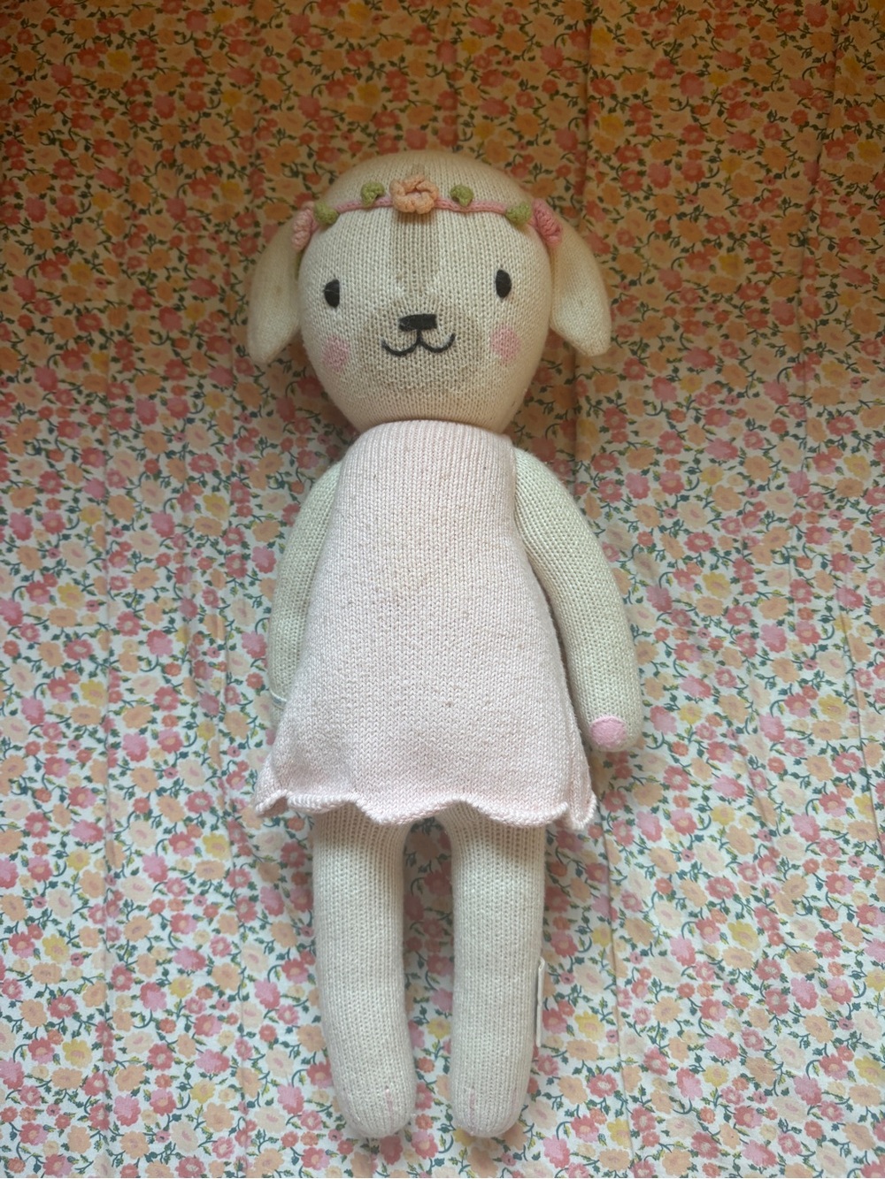 Plush Pink Floral Headband Puppy Stuffed Animal